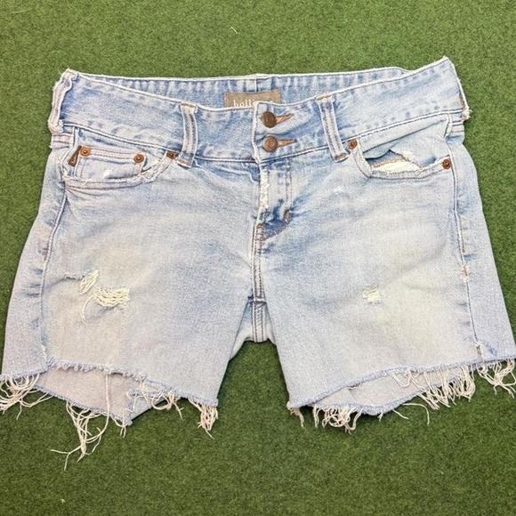 Hollister Pants - Hollister Co. blue denim shorts with frayed hem Size 5